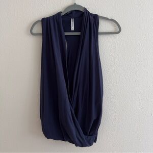 Fabletics Navy Cross Front Racer Back Top Size SM